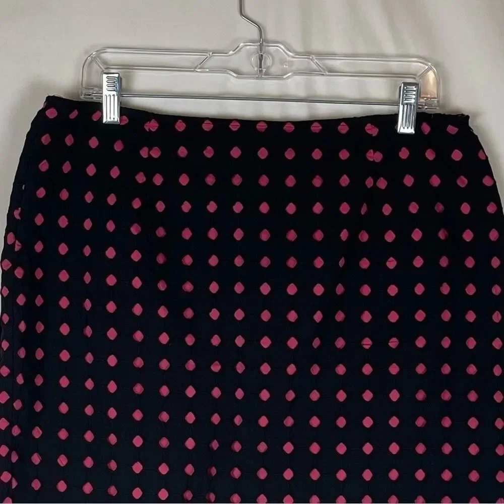 Tribal Black Pink Polka Dot Pure Cotton Skirt NWOT Size 12 Academia